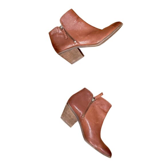 Frye Judith Double Zip Ankle Bootie in Cognac Brown Leather Women's Size 10 - Picture 1 of 9